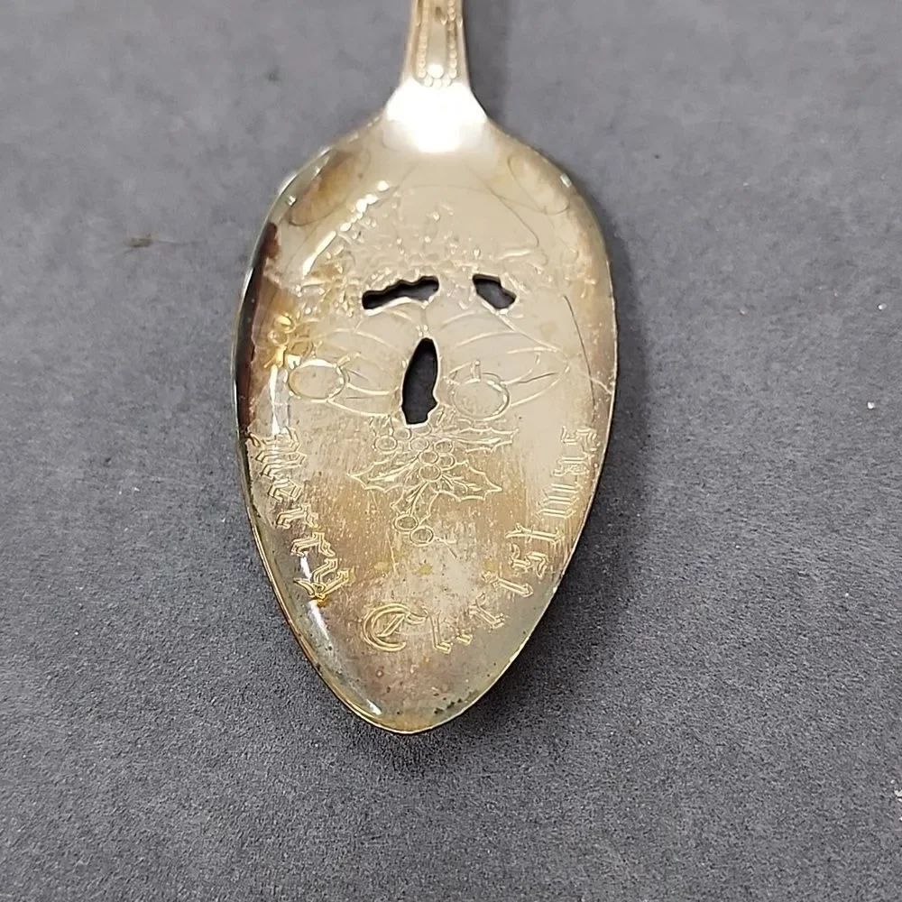Vintage Silver Plated Community Merry Christmas Serving Spoon
